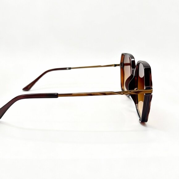 NEW Simplistic SQUARE Iconic Glam Oversized Designer Style Sunglasses Brown - Picture 4 of 5